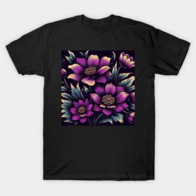 Pink Floral Illustration T-Shirt by Jenni Arts